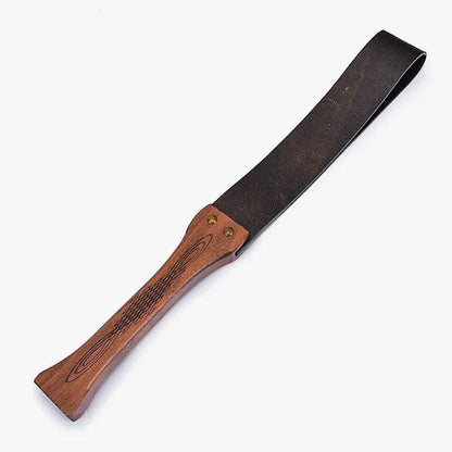 Leather Belt Spanking Paddle — Wood Handle