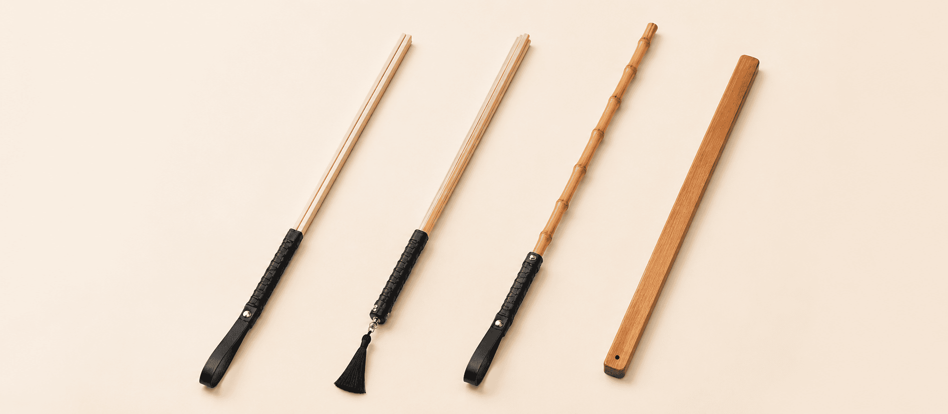 Wooden canes with firm impact feel, solid weight, and precise control