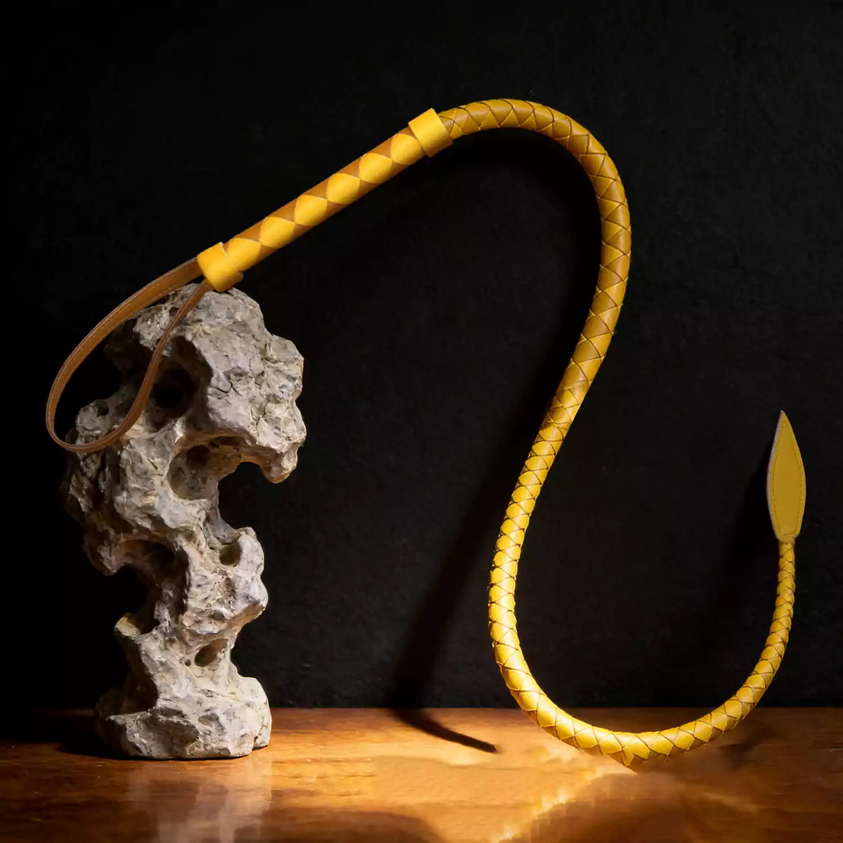 Yellow Faux Leather Leaf Whip