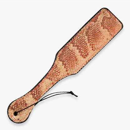 Yellow dual-color snake pattern hand spanker paddle full view